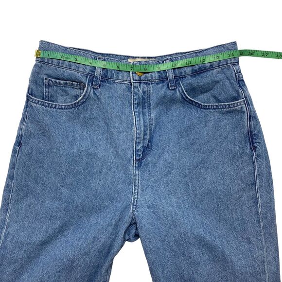 TRIARCHY Audrey Two Tone Cropped High Rise Tapered Jeans Size 29 Patchwork - Picture 6 of 8